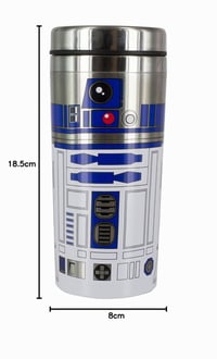 Paladone Star Wars R2-D2 putna šalica – termo šalica od nehrđajućeg čelika, dvostruka toplinska izolacija, nepropusna, 450 ml 8