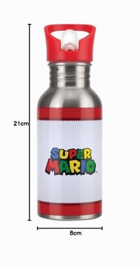 Kovová fľaša na vodu Paladone Super Mario so slamkou – Oficiálna nerezová fľaša Nintendo, retro darček pre hráčov, 450 ml 4