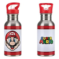 Kovová fľaša na vodu Paladone Super Mario so slamkou – Oficiálna nerezová fľaša Nintendo, retro darček pre hráčov, 450 ml 2