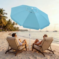 Palawano suncobran za plažu od 1,6 m s UV zaštitom UPF 50+, vijkom za pijesak i otvaranjem na kurblu, za balkon, plažu i vrt, svijetloplavi 7
