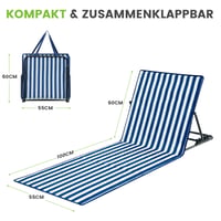 Záhradné a plážové ležadlo Palawano – 5-polohová nastaviteľná plážová podložka, ľahký a prenosný skladací matrac k bazénu a na piknik, modro-biele 3