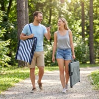 Záhradné a plážové ležadlo Palawano – 5-polohová nastaviteľná plážová podložka, ľahký a prenosný skladací matrac k bazénu a na piknik, modro-biele 2