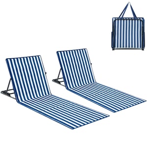 Șezlong de grădină și plajă Palawano - Saltea de plajă reglabilă în 5 poziții, ușoară și portabilă, pentru piscină și picnic, albastru-alb
