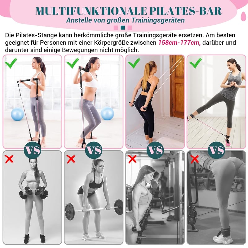 Paleclouds Pilates Rúd 3 Ellenállásgumival Otthoni Edzéshez