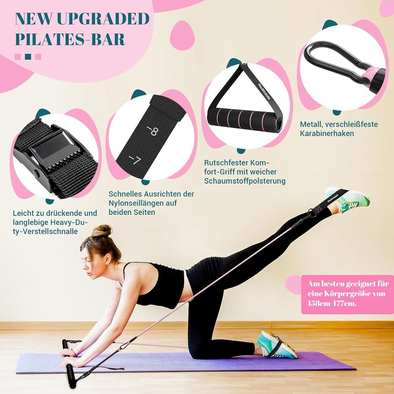 Paleclouds Pilates Rúd 3 Ellenállásgumival Otthoni Edzéshez