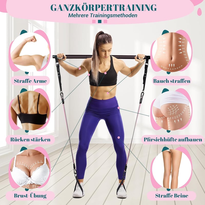 Paleclouds Pilates Rúd 3 Ellenállásgumival Otthoni Edzéshez