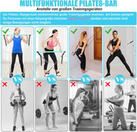 Paleclouds Pilates rúd 3 pár ellenállásgumival (20/25/30 lbs) - kék 4