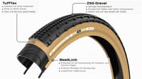 Plášť na bicykel Panaracer Gravelking SK TLR Tubeless Ready 700x40 (40-622) 28-palcový gravel plášť, kostra TuffTex, čierna/čierna 3
