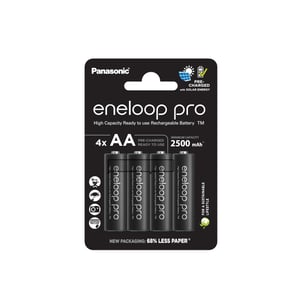 Panasonic eneloop pro AA punjiva NiMH baterija 4 kom. - 2500 mAh, 500 ciklusa punjenja, nisko samopražnjenje, crna