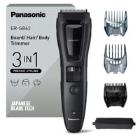 Aparat de tuns barbă și păr Panasonic ER-GB62-H503 pentru bărbați, 39 setări de lungime, 3 capete, utilizare cu și fără fir, rezistent la apă, gri mat 1