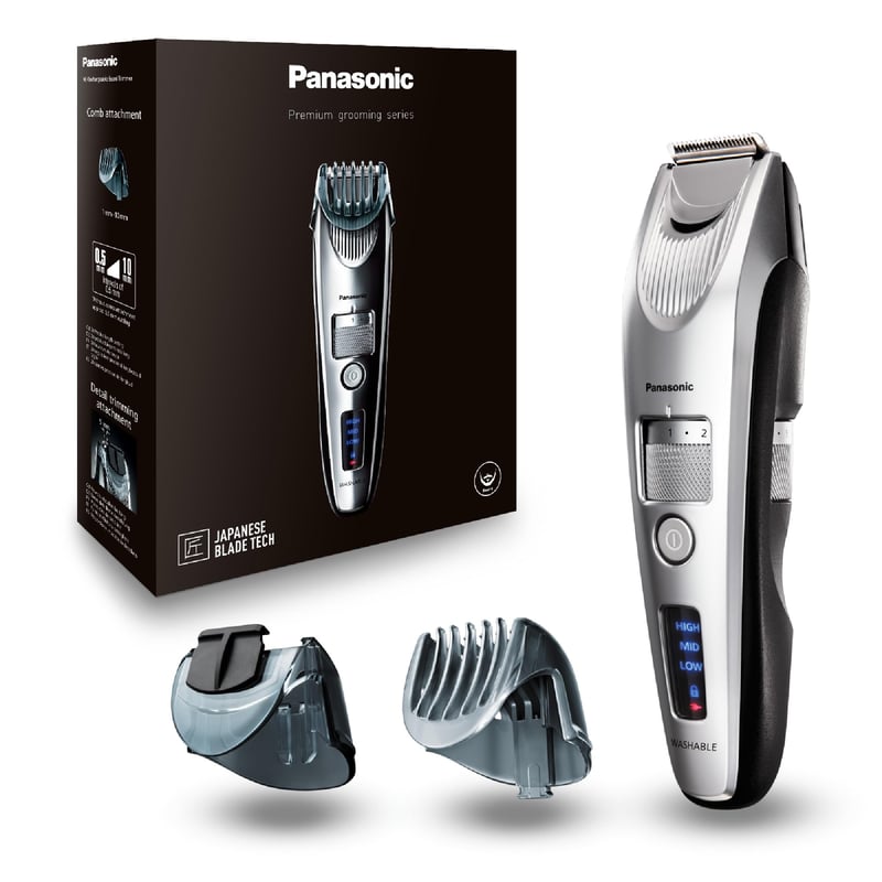 Zastrihávač brady Panasonic ER-SB60-S803 pre mužov, vodoodolný, 20 nastavení dĺžky, 2 nadstavce, presný zastrihávač, bezdrôtová aj káblová prevádzka, nabíjacia stanica, strieborný