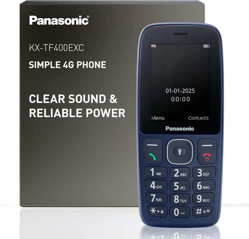 Panasonic KX-TF400EXC 4G Gombos Mobiltelefon, 2.4" Kijelző, USB-C, IP44 Vízálló, Kék - blue