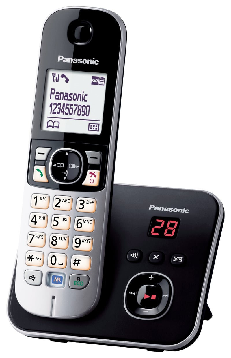 Bezdrôtový telefón Panasonic KX-TG6821 so záznamníkom, hlasitým odposluchom, nízkym vyžarovaním, strieborný, 1 ks