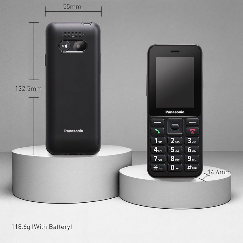 Panasonic KX-TU260EXB 4G Időseknek Mobiltelefon IP44 USB-C Fekete