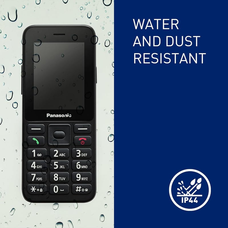 Panasonic KX-TU260EXB 4G Időseknek Mobiltelefon IP44 USB-C Fekete