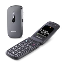 Mobilný telefón pre seniorov Panasonic KX-TU446EXG 2G bez viazanosti, SOS tlačidlo, nárazuvzdorný, zosilňovač zvuku, veľké tlačidlá, 2,4-palcový displej, véčkový 1