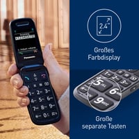Mobilný telefón pre seniorov Panasonic KX-TU446EXG 2G bez viazanosti, SOS tlačidlo, nárazuvzdorný, zosilňovač zvuku, veľké tlačidlá, 2,4-palcový displej, véčkový 3