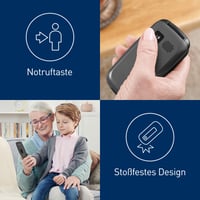 Mobilný telefón pre seniorov Panasonic KX-TU446EXG 2G bez viazanosti, SOS tlačidlo, nárazuvzdorný, zosilňovač zvuku, veľké tlačidlá, 2,4-palcový displej, véčkový 4