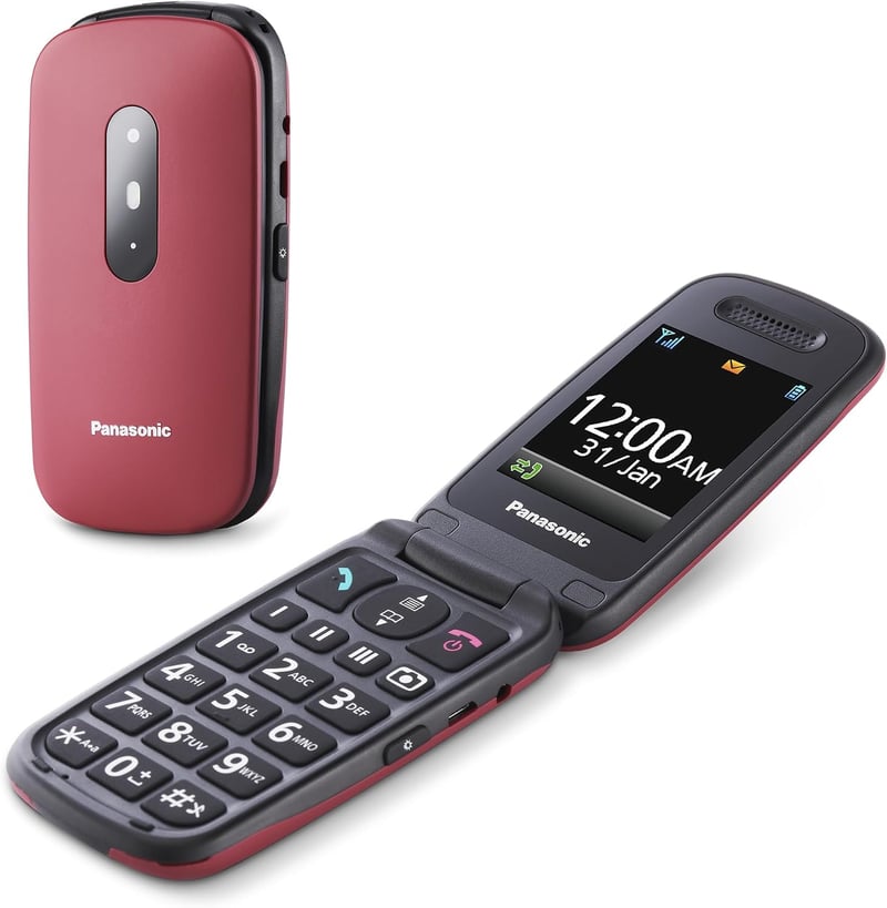 Panasonic KX-TU446EXR 2G senior összecsukható mobiltelefon - piros