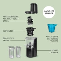Storcător prin presare la rece Panasonic MJ-L700KXE – Storcător electric de fructe și legume, tub de alimentare de 75 mm, 150 W, negru mat 4