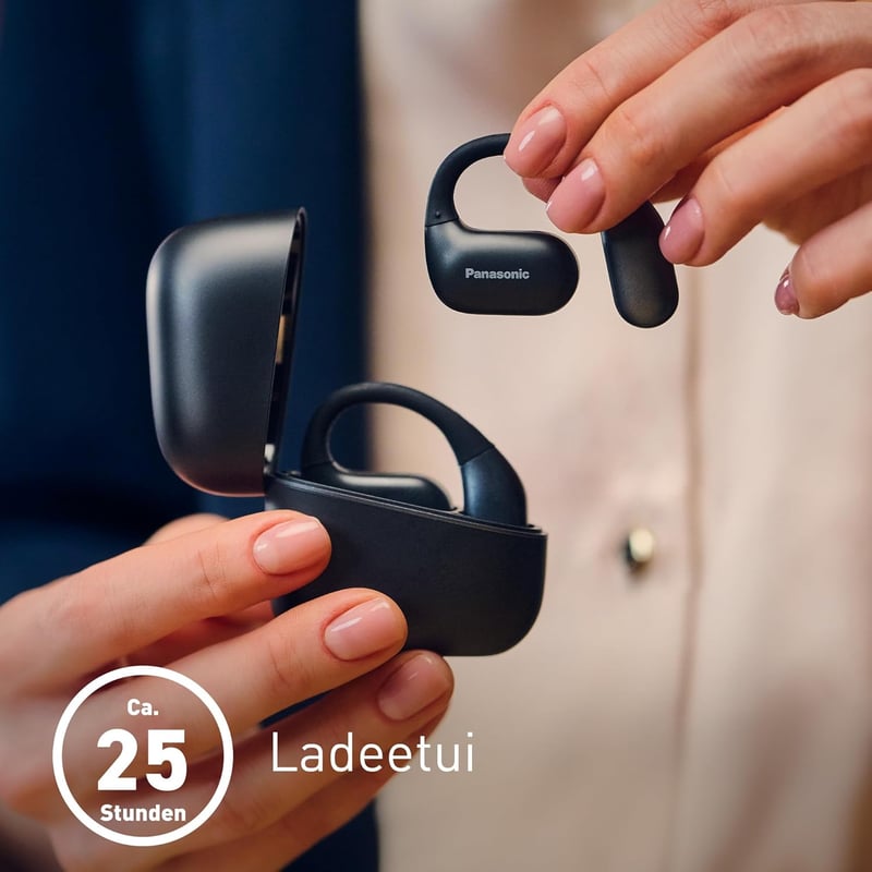 Panasonic RB-F10DE-K nyílt fülű Bluetooth 5.4 vezeték nélküli fülhallgató, 25 órás játszási idő, IPX4 sportfülhallgató - black