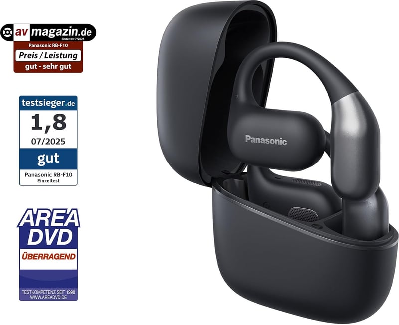 Panasonic RB-F10DE-K nyílt fülű Bluetooth 5.4 vezeték nélküli fülhallgató, 25 órás játszási idő, IPX4 sportfülhallgató - black