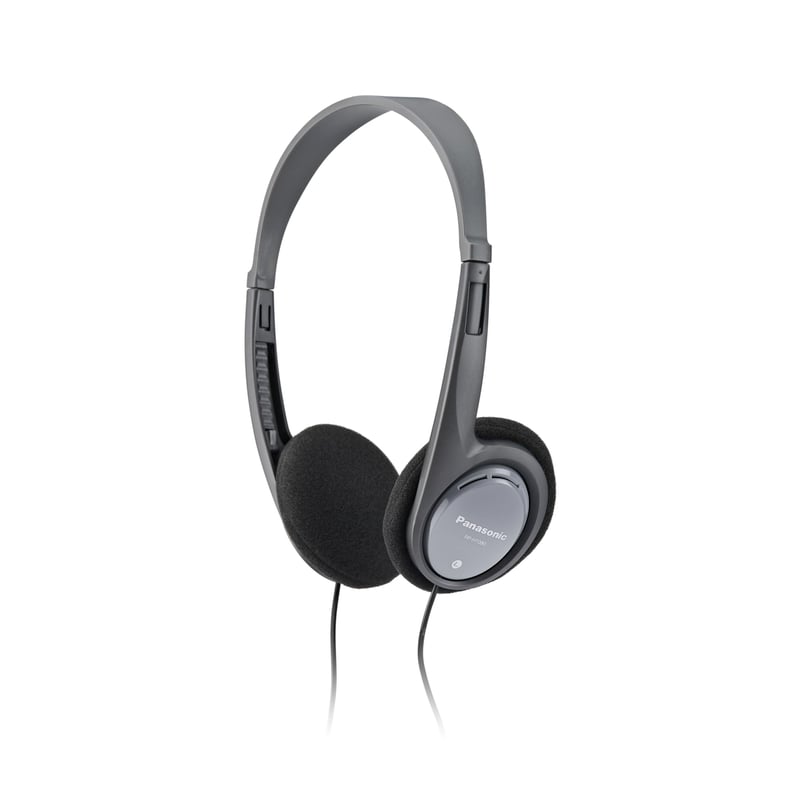 Căști stereo on-ear ușoare Panasonic RP-HT090E-H - cablu de 5 m, control volum, XBS, jack 3,5 mm, negru