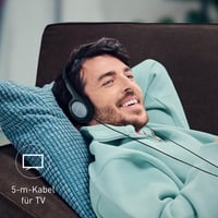 Căști stereo on-ear ușoare Panasonic RP-HT090E-H - cablu de 5 m, control volum, XBS, jack 3,5 mm, negru 2