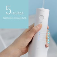 Duș bucal ultrasonic Panasonic Seria 600 EW-DJ67-W303, 200 ml, IPX7, 5 niveluri de presiune, 2 duze ultrasonice, capăt ortodontic și pentru curățarea limbii, Alb 7