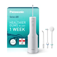 Duș bucal ultrasonic Panasonic Seria 600 EW-DJ67-W303, 200 ml, IPX7, 5 niveluri de presiune, 2 duze ultrasonice, capăt ortodontic și pentru curățarea limbii, Alb 1