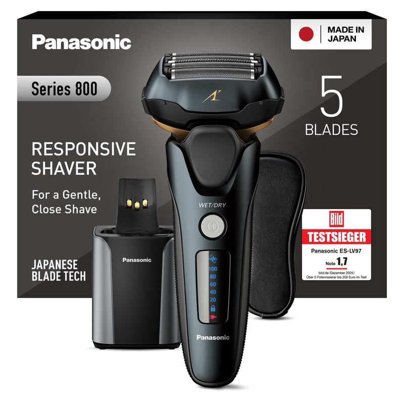 Holiaci strojček Panasonic Series 800 ES-LV97 na mokré aj suché holenie, čierny, 5-násobná holiaca hlava, lineárny motor