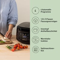 Automatický varič ryže Panasonic SR-DA152KXE s naparovaním, 1,5 litra, 8 šálok, Fuzzy Logic, bez BPA, udržiavanie teploty, časovač, vhodný do umývačky riadu, čierny 2