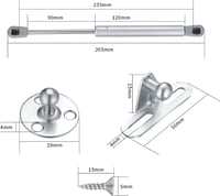 PanBeiQi 2 db hidraulikus gázrugó 100Nm 10kg csillapítós ajtóemelő karrögzítő szerelvény, ezüst soft close zsanérhoz 2