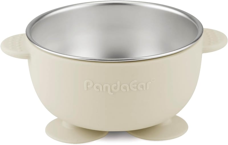 PandaEar 3 részes rozsdamentes acél tányér szívókoronggal, tapadókorongos baba tál BPA-mentes