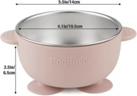 PandaEar 3 részes rozsdamentes acél tányér szívókoronggal, tapadókorongos baba tál BPA-mentes 4