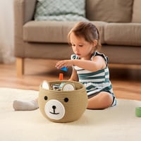 PandaEar Pamut Kötél Babakorb Macis Mintával - Pelenkázó Organizer Újszülötteknek 4