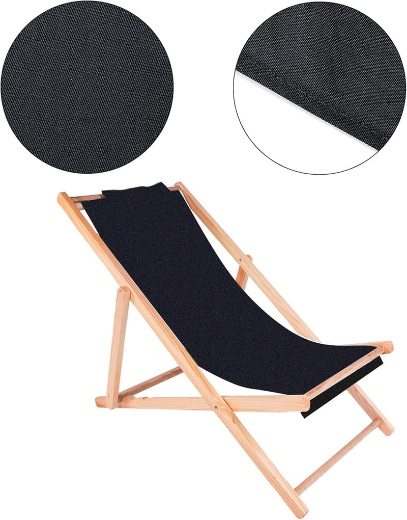 PandaHall Strand Fotel Pótváz 44x17 Fekete Oxford Vászon Napozóágy Kiegészítés