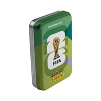 Kovová dóza Panini FIFA World Cup 2026 Adrenalyn XL Pocket Tin – 3 balíčky + 3 karty z limitovanej edície 8