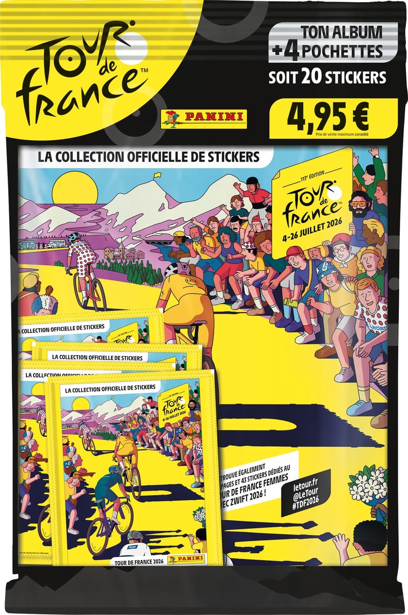 Panini Tour de France 2026 Štartovací balíček - Album + 4 balíčky nálepiek pre zberateľov