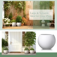 Panlaolao okrúhly kvetináč z fiberstone s odtokovým otvorom, priemer 43,2 cm x výška 30,5 cm, biely, veľký vonkajší aj vnútorný kvetináč na terasu a do záhrady 3
