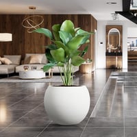 Panlaolao okrúhly kvetináč z fiberstone s odtokovým otvorom, priemer 43,2 cm x výška 30,5 cm, biely, veľký vonkajší aj vnútorný kvetináč na terasu a do záhrady 7