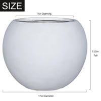 Panlaolao okrúhly kvetináč z fiberstone s odtokovým otvorom, priemer 43,2 cm x výška 30,5 cm, biely, veľký vonkajší aj vnútorný kvetináč na terasu a do záhrady 2