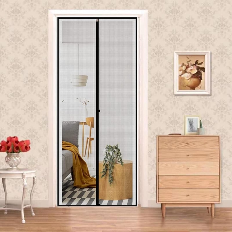 Panngu Mágneses Szúnyogháló Ajtóra 110x235cm, Erkélyre, Fúrás Nélkül, Barna