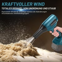 Panthem Mini bežični puhač lišća, kompatibilan s Makita 18V baterijama, 30 m/s, 130 000 okr/min, motor bez četkica, 5 mlaznica, lagan i prenosiv za čišćenje terase, travnjaka, automobila i kampiranja (bez baterije) 4