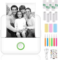 Panthem Mini Bluetooth Hőpapíros Nyomtató Okostelefonhoz - Hordozható Fotó és Címke Nyomtató 13 Papírtekerccsel, Színes Ceruzákkal, iOS/Andr 9