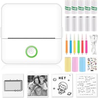 Panthem Mini Bluetooth Hőpapíros Nyomtató Okostelefonhoz - Hordozható Fotó és Címke Nyomtató 13 Papírtekerccsel, Színes Ceruzákkal, iOS/Andr 1