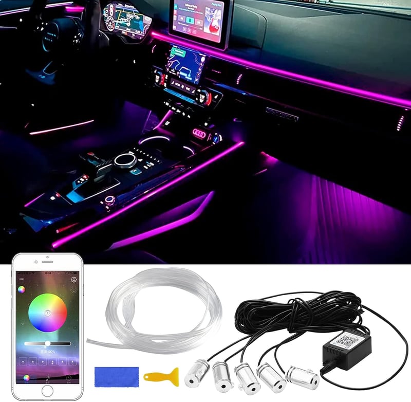 Panthem RGB LED szalag autó belső világítás 6m app vezérlésű neon fény