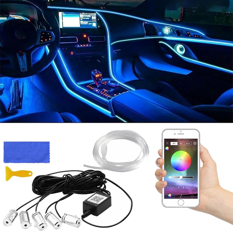 Panthem RGB LED szalag autó belső világítás 6m app vezérlésű neon fény