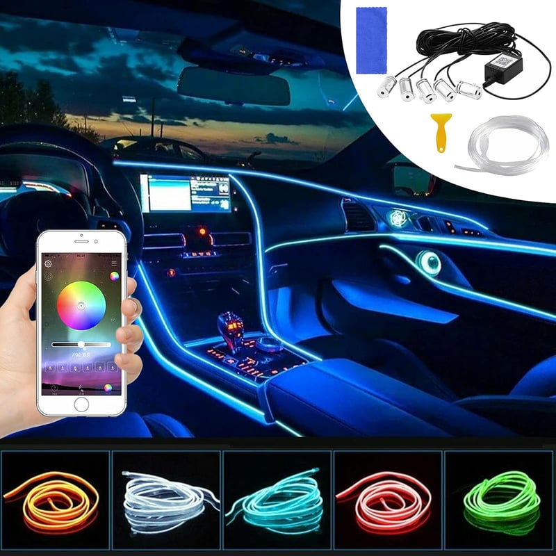 Panthem RGB LED szalag autó belső világítás 6m app vezérlésű neon fény