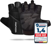 Panthera Ujjatlan Edzőkesztyű - Légáteresztő Bőr Fitnesz Kesztyű Erőnléti Edzéshez, Súlyzózáshoz, Crossfithez és Kerékpározáshoz - Unisex 1